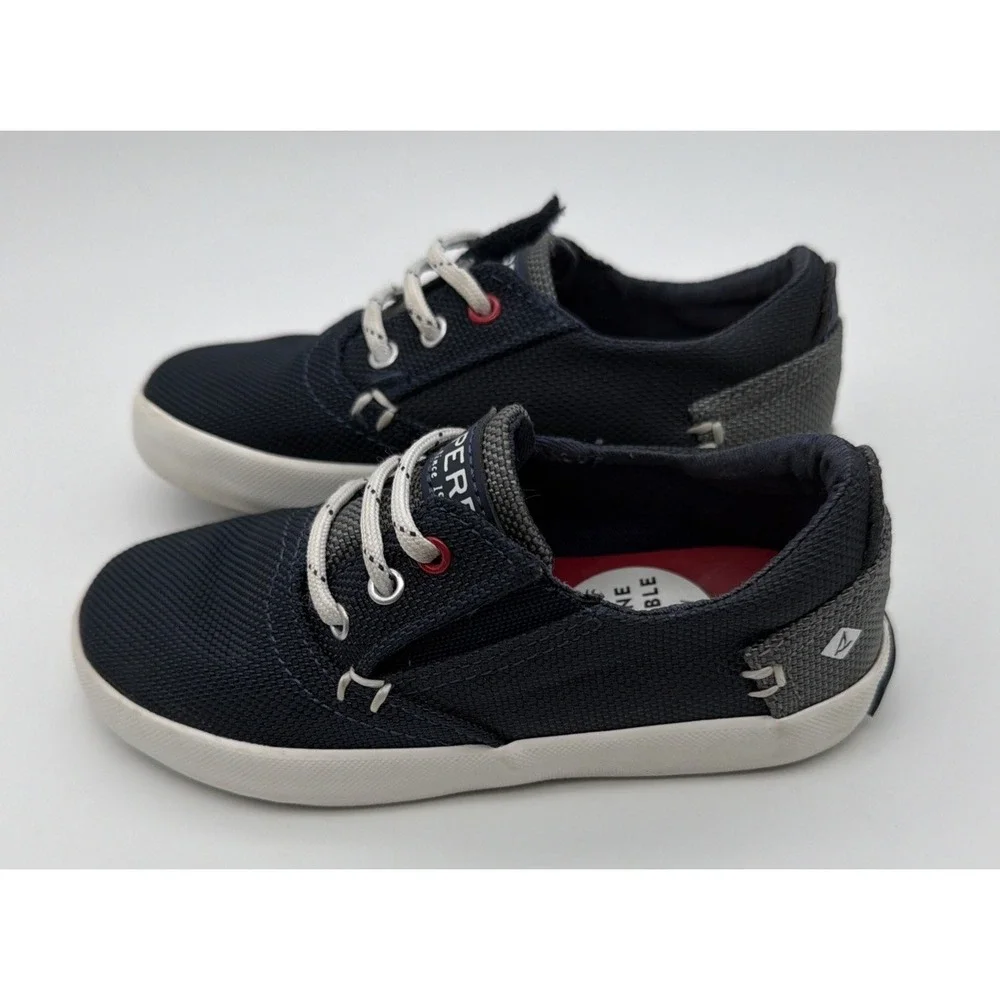 Sperry Toddler Nautical Navy Blue Sneakers Size 8.5 Slip Ons